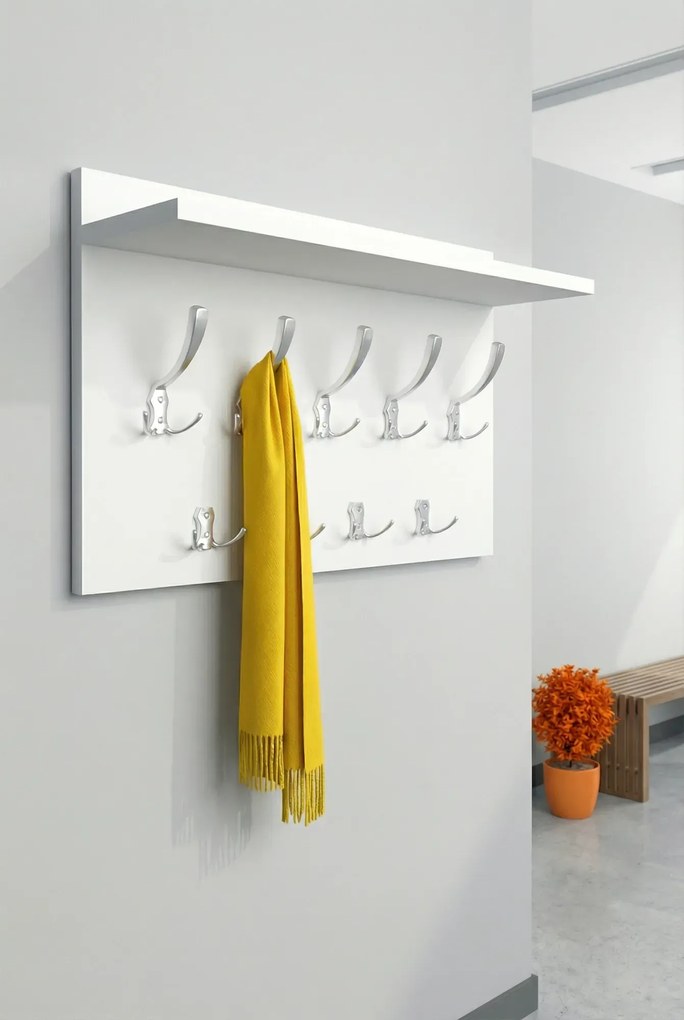 Wieszak Z Półką Na Ubrania Biel Alpejska + Chrom D3-E36