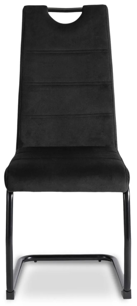 Krzesło Tapicerowane LOPEZ Czarne Na Płozach Welurowe Nowoczesne