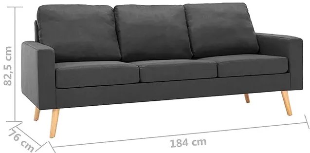 3-osobowa ciemnoszara sofa G3-S28