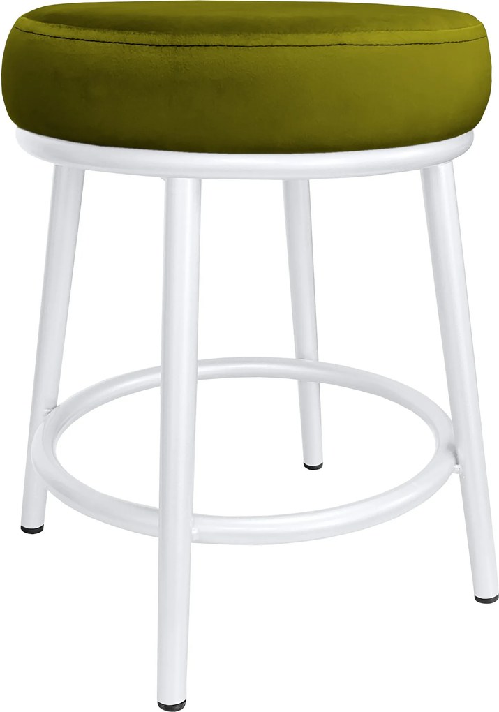 Taboret Ben tkanina Welur stelaż metalowy STOŁEK LOFT : Kolor Stelaża - Biały, Kolor tkaniny - VELVET - BL75, Typ tkaniny - Velvet