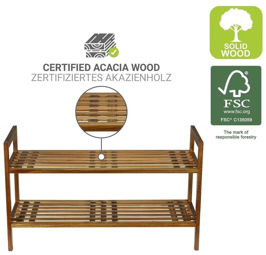 Regał na buty z litego drewna akacjowego w naturalnym kolorze 69x40,5x27 cm Fondi – Wenko