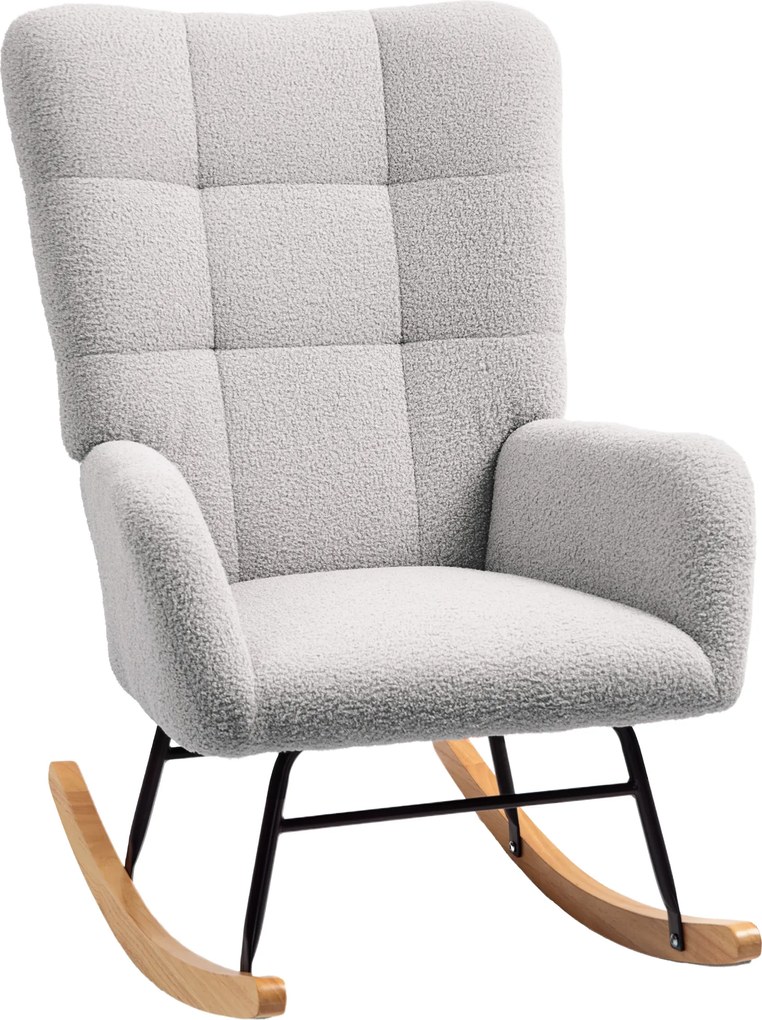 HOMCOM Fotel huśtawkowy, miękki pokrowiec, grube poduszki, antypoślizgowy, Jasnoszary