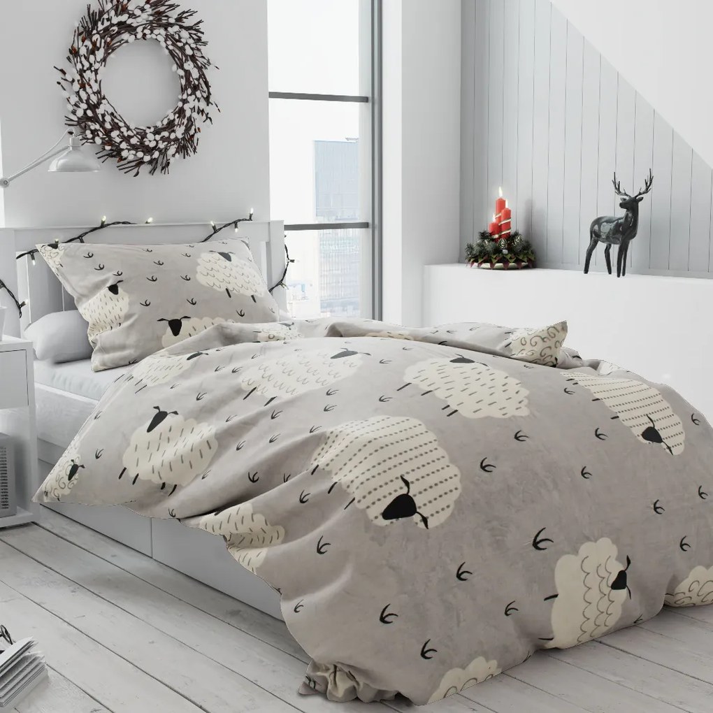 PrzytulneMieszkanie.pl PrzytulneMieszkanie.pl Pościel z mikropluszu SHEEP szara