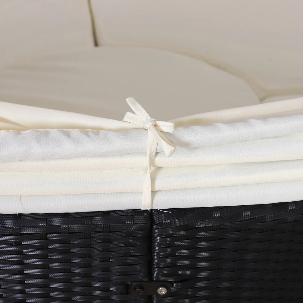 Rattanowa wyspa z daszkiem przeciwsłonecznym Stół krzesła Metalowe poduszki Kremowy komplet | Aosom PL