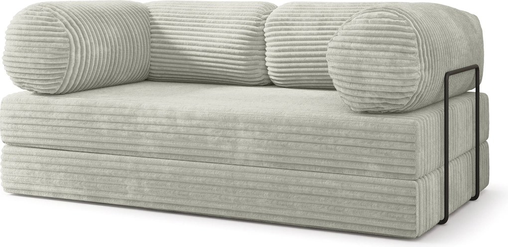 Masseno Sofa piankowa ALVIO z funkcją spania, Kanapa z pianki do salonu, Bezmontażowa, Tkanina sztruksowa – Jasnoszary TILIA 83