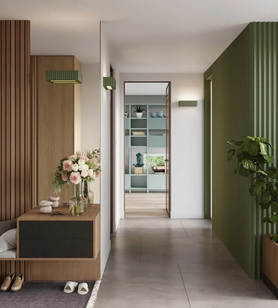 Zielony oliwkowy ceramiczny kinkiet - M167-Kasena