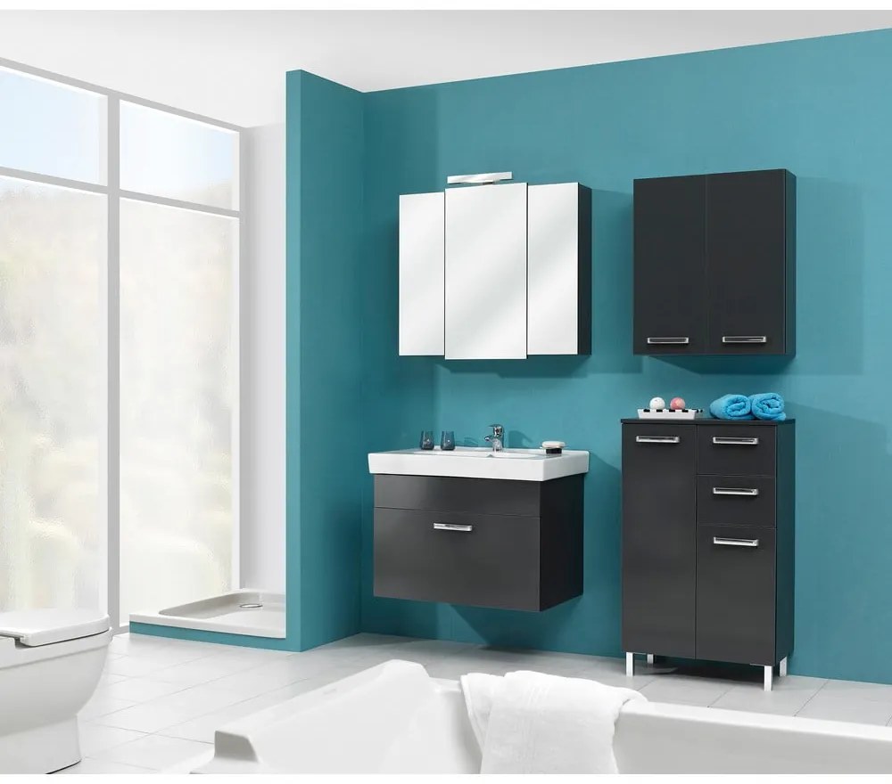 Ciemnoszara wysoka szafka łazienkowa 60x101 cm Set 311 – Pelipal