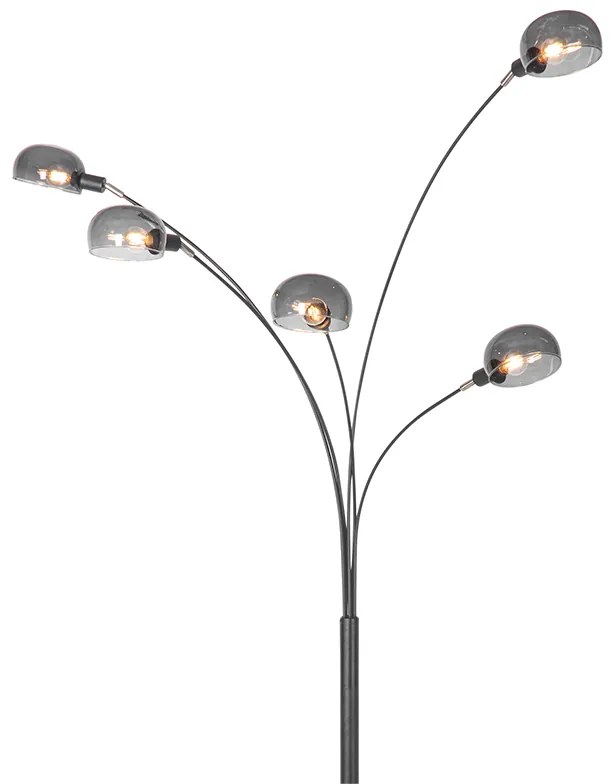 Designerska lampa podłogowa czarna z dymionym szkłem 5-światłowa - Sixties MarmoDesignerski Oswietlenie wewnetrzne