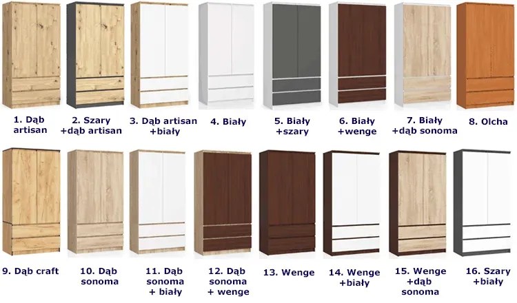 Dwudrzwiowa szafa szary + dąb artisan F4-D18