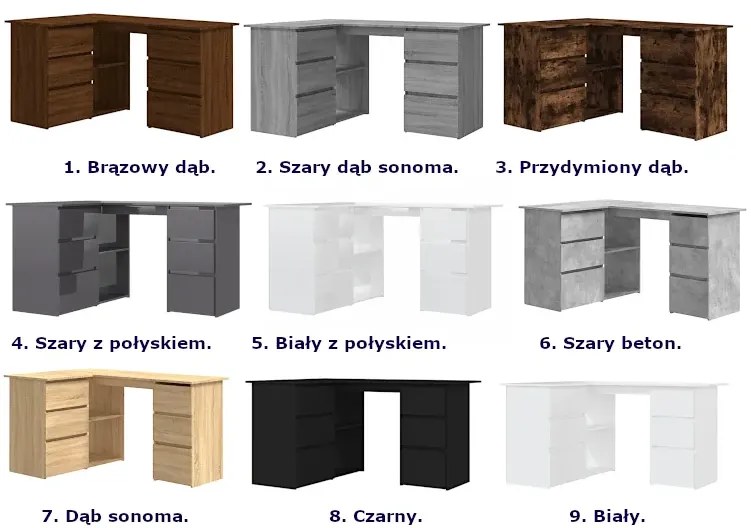 Biurko narożne w kolorze przydymionego dębu C2-R80