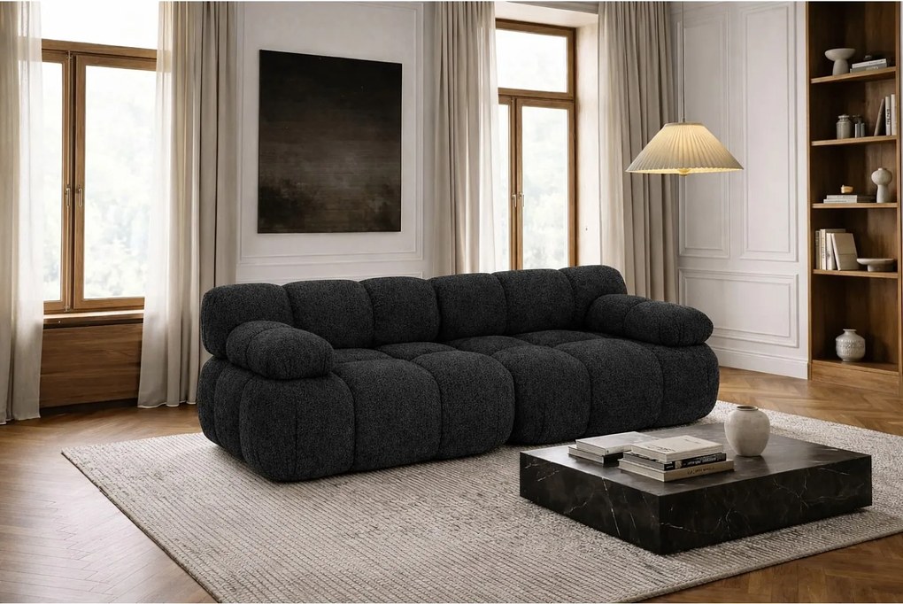 Sofa modułowa dwuosobowa, tkanina bukla Abriamo, Grafitowy, Selia