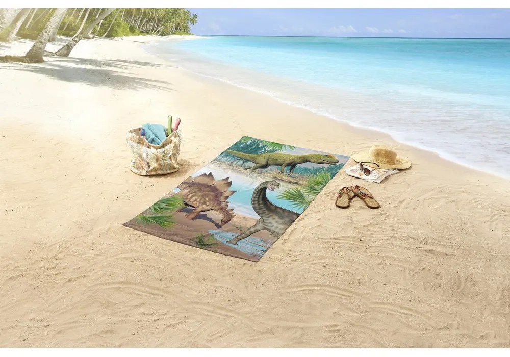 Aksamitny ręcznik plażowy dla dzieci 75x150 cm Dino – Good Morning