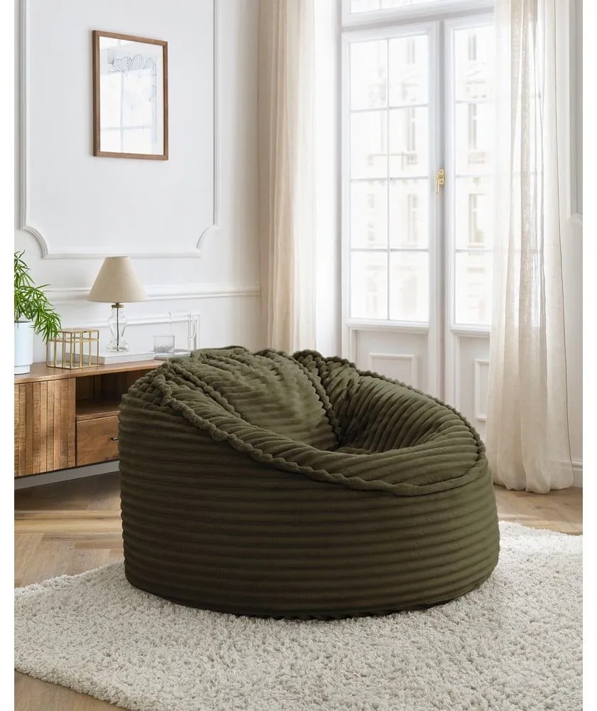 Zielony sztruksowy worek do siedzenia Socrate – Bobochic Paris