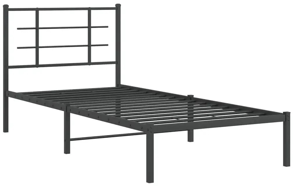 Czarne metalowe łóżko pojedyncze 80x200 cm - Laxo