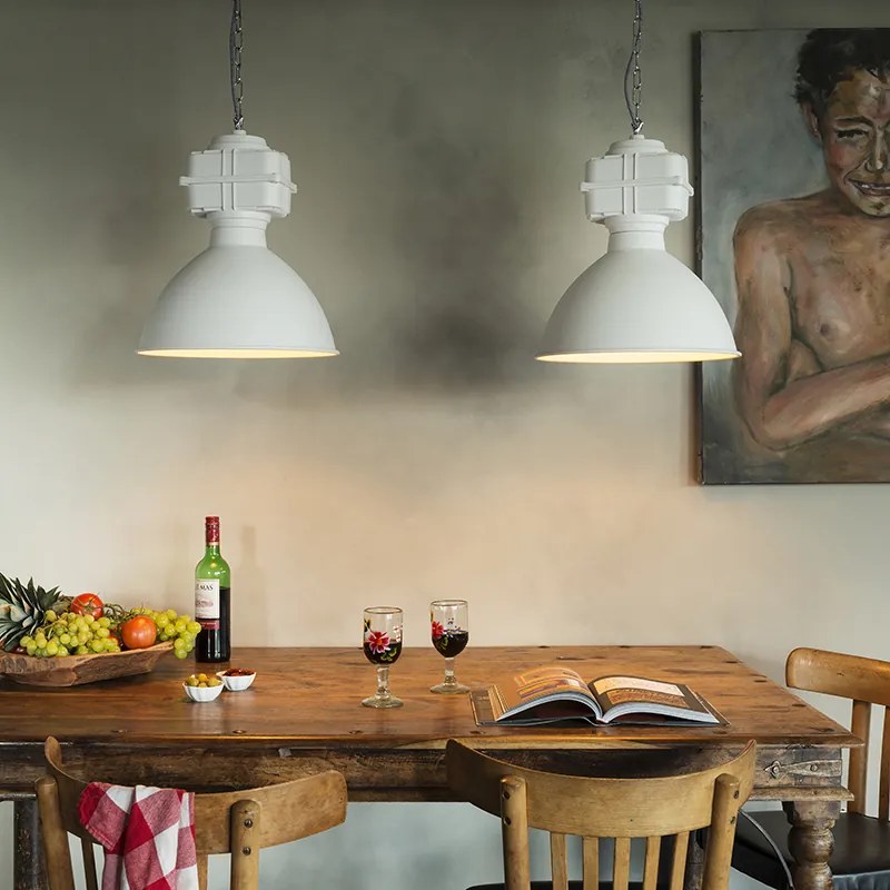 Industrialna lampa wisząca mała matowa biała - Sicko