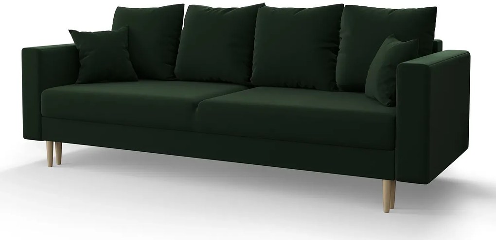 Zielona rozkładana sofa na nóżkach - Diamante