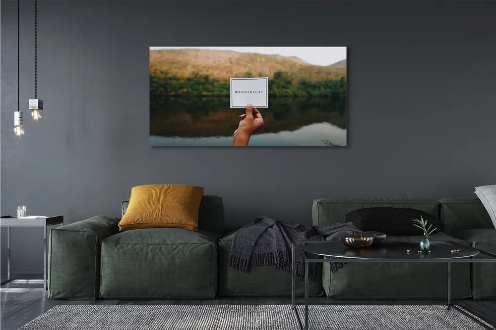 Obraz drukowany na płótnie Napis Trzymany w Dłoni