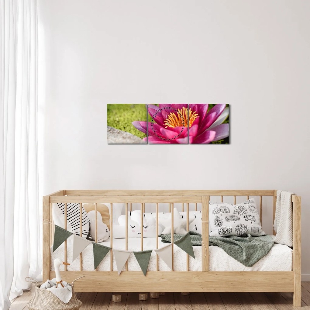 Obraz - Lilia wodna (z zegarem) (90x30 cm)