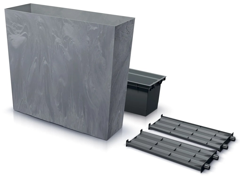 Donica ogrodowa z wkładem 77 x 23,5 x 68,7 cm Urbi Tower Beton Effect marengo PROSPERPLAST