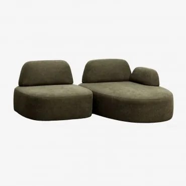 Sofa Modułowy Z Prawym Szezlongiem, 2-częściowy, Tapicerowany Giorgia Tkaniny Verde Army - Sklum
