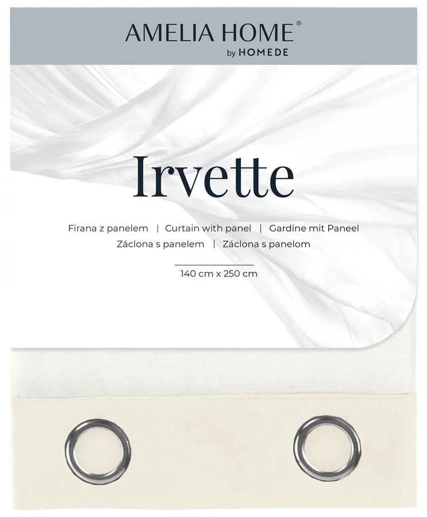 AmeliaHome Firanka Irvette Eyelets kremowy, 140 x 250 cm