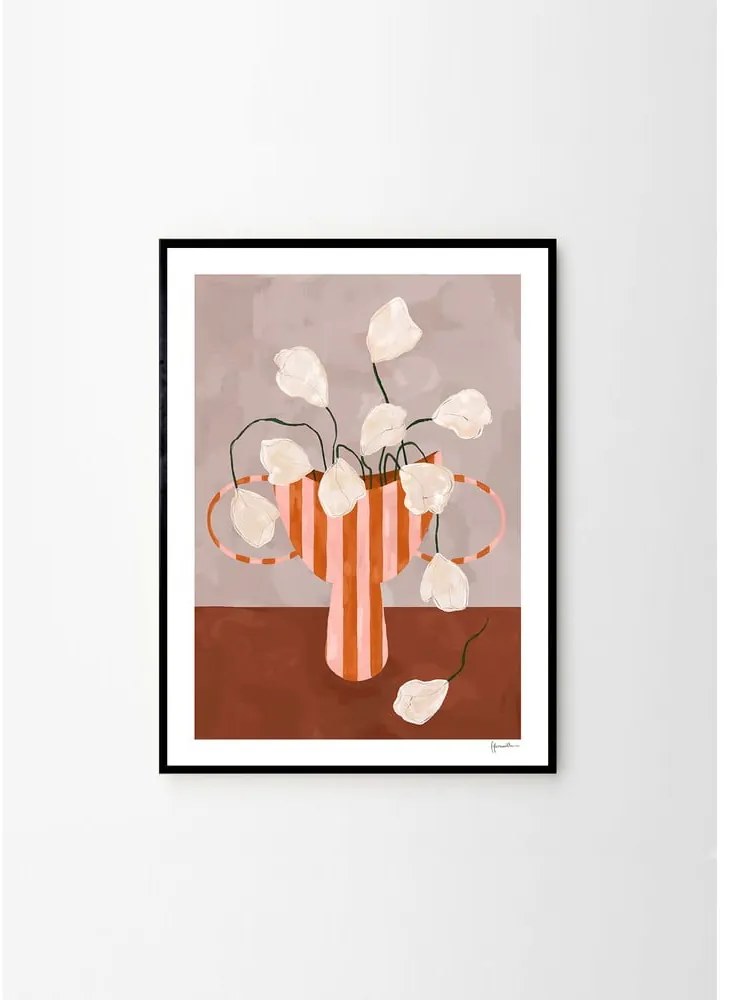 Plakat 30x40 cm White Flowers in Striped Vase – Frankie Penwill – The Poster Club