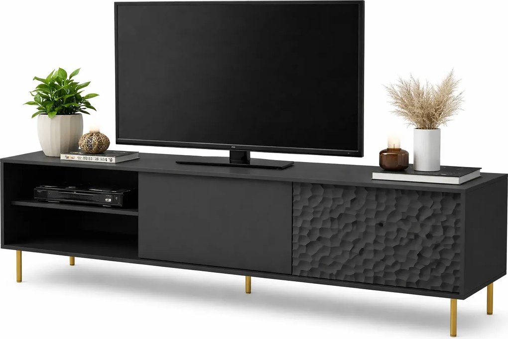 Czarna szafka pod telewizor 180 cm T7-G72