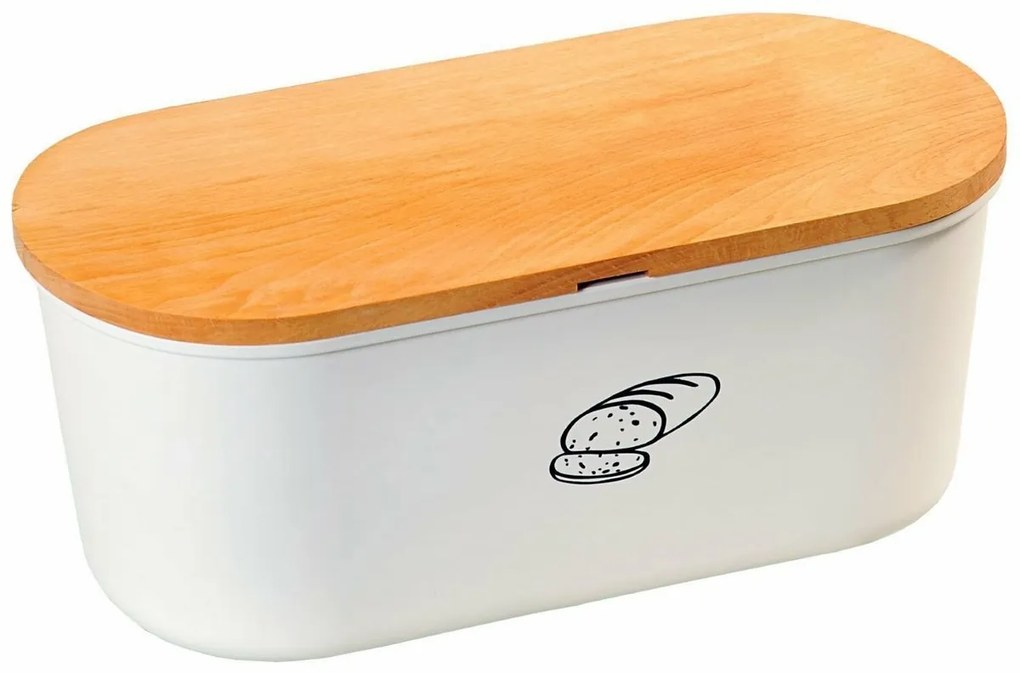 Kesper 85090 Chlebak z deską do krojenia, biały, 34 x 14 x 18 cm