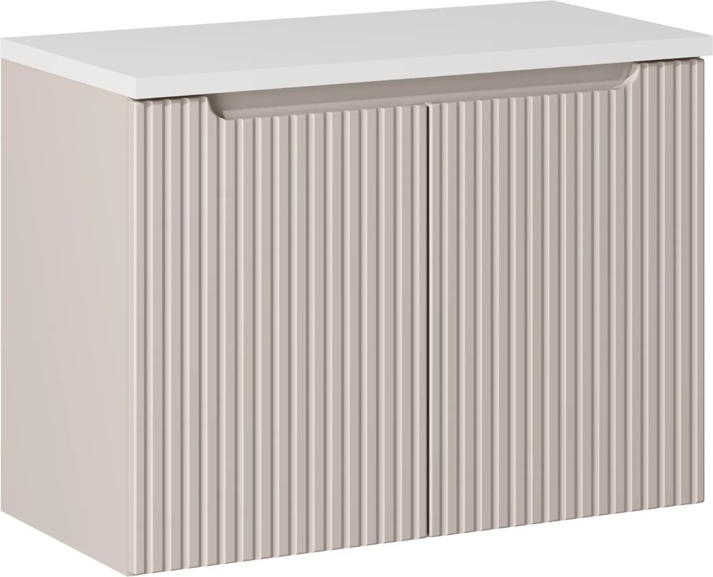 Szafka umywalkowa 2-drzwiowa Nova 80 cm z blatem, kaszmir mat/biały mat