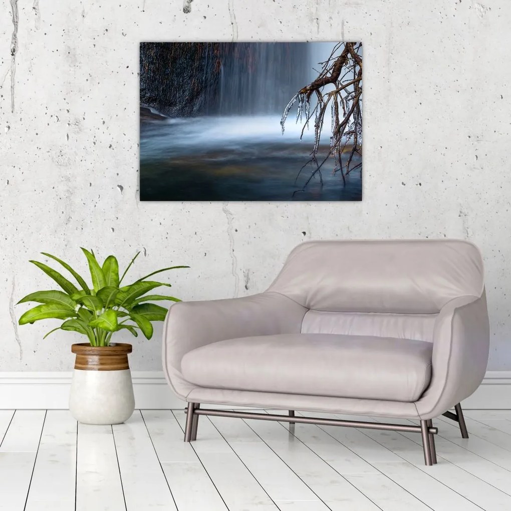 Obraz na szkle zimowej laguny (70x50 cm)