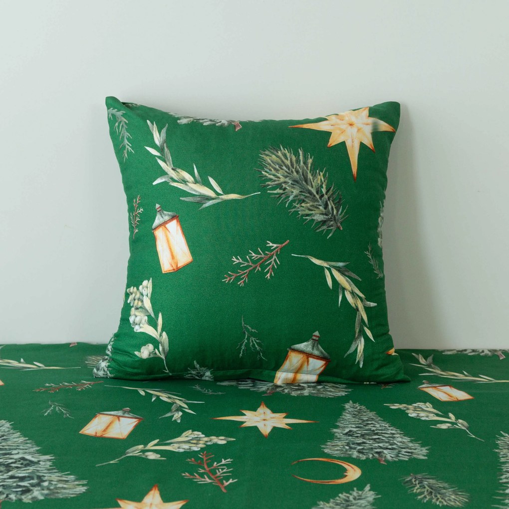 Poszewka na poduszkę z mikrofibry GREEN CHRISTMAS 45x45 cm, zielona