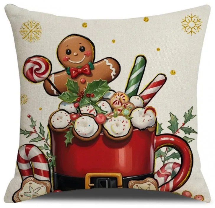 Świąteczna poszewka na poduszkę HOT CHOCOLATE 45x45 cm, kolorowa