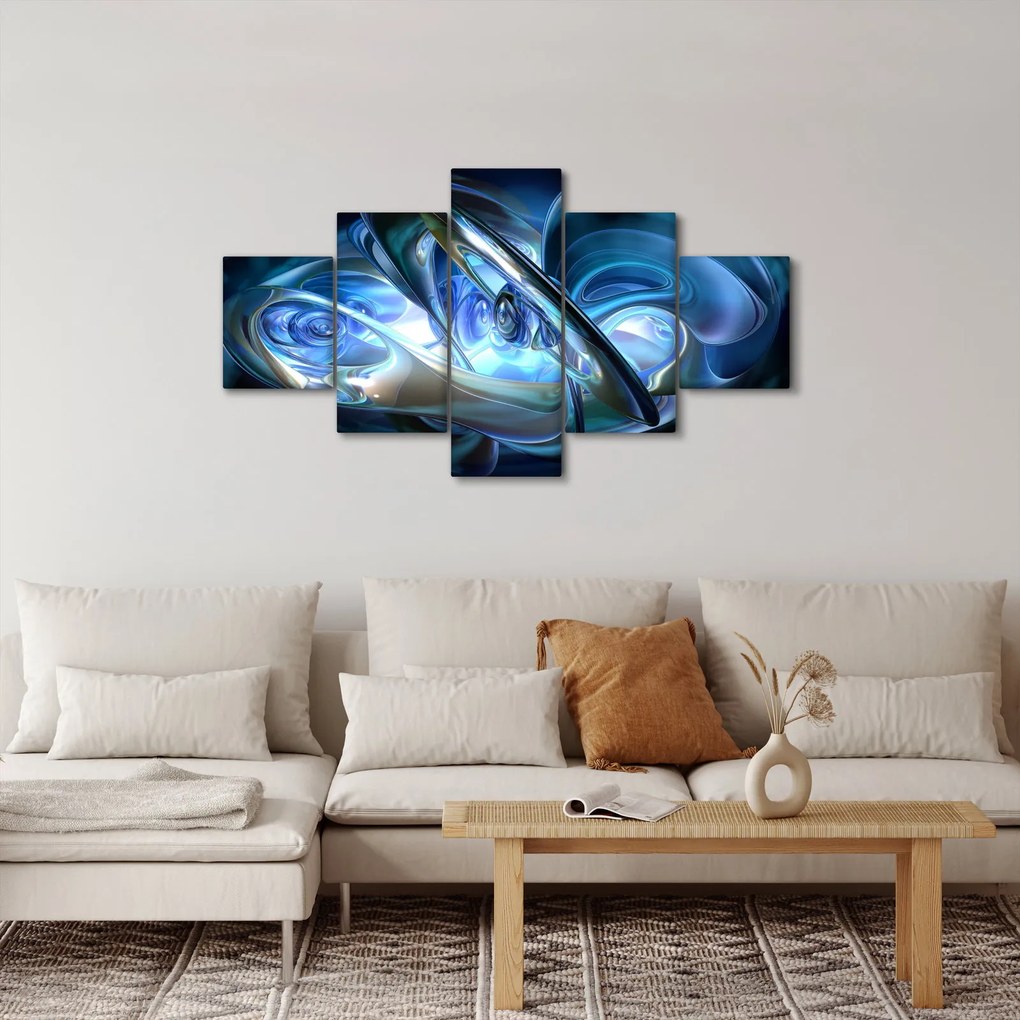 Obraz niebieskich fraktali (125x70 cm)