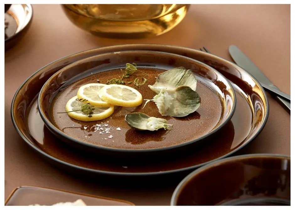 Czarny/w bursztynowym kolorze kamionkowy talerz ø 27 cm Gastro Black/Amber – Bitz