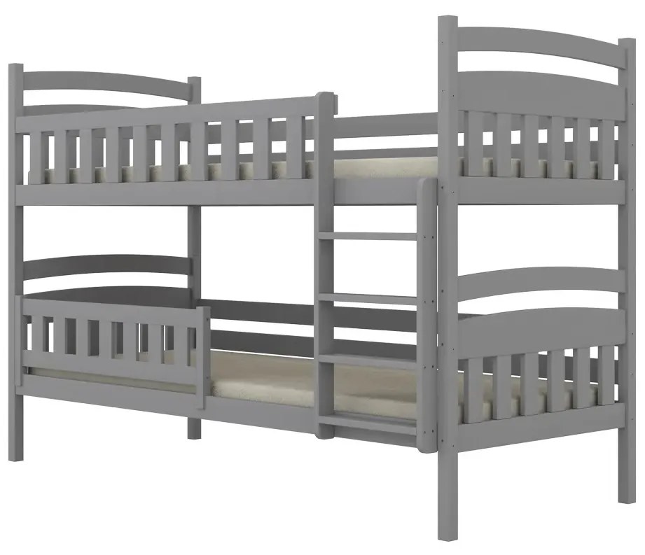 Łóżko piętrowe JULITA 160x80 szare drewniane z szufladami KOCOT KIDS