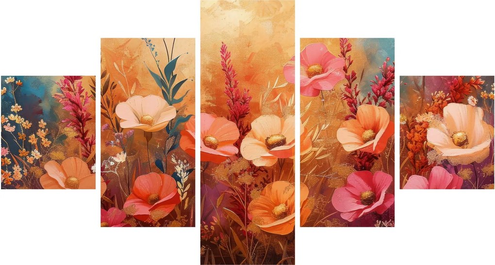 Obraz - Kwiaty łąkowe, malarstwo (125x70 cm)