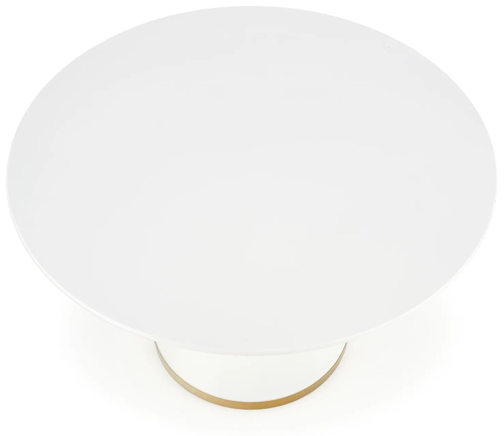 VEGAS stół, 120/76 cm blat - biały, noga - biały / złoty, OKRĄGŁY 5-OSOBOWY glamour