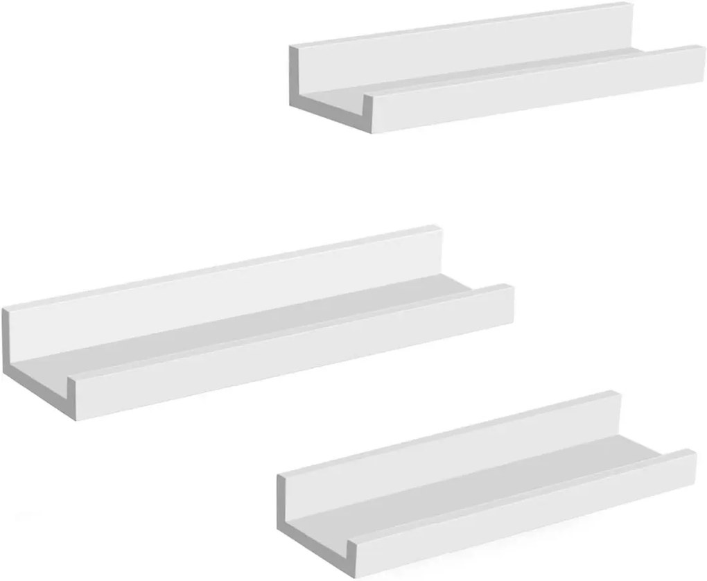 Komplet 3 Białych Półek Ściennych Połysk M3-S01