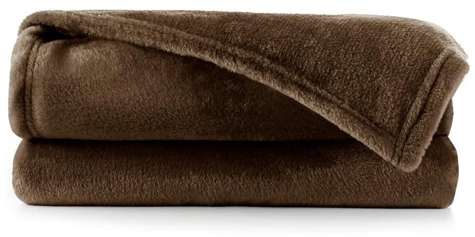 Brązowy koc z mikrowłókna DecoKing Mic, 70x150 cm