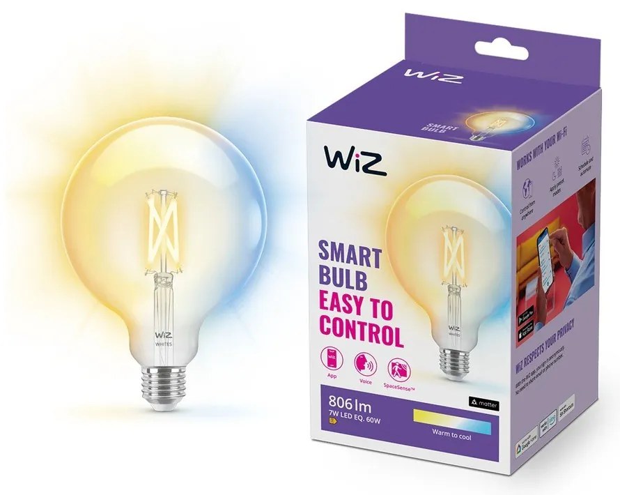 Inteligentna żarówka filamentowa z gwintem E27, 7 W – WiZ