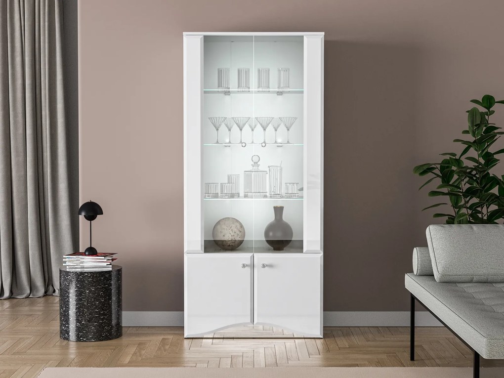 2-drzwiowa witryna Glamour 01, biały połysk
