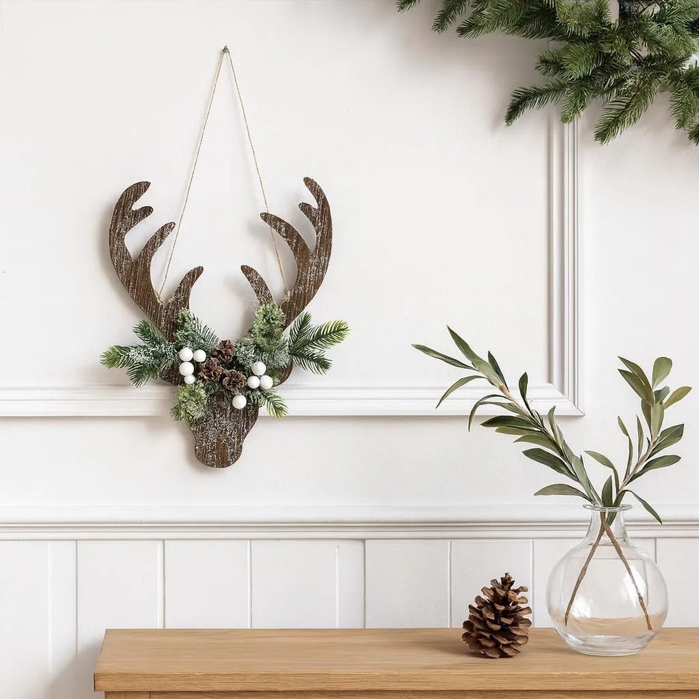 Dekoracja wisząca z motywem renifera, ozdoba bożonarodzeniowa, 34 cm