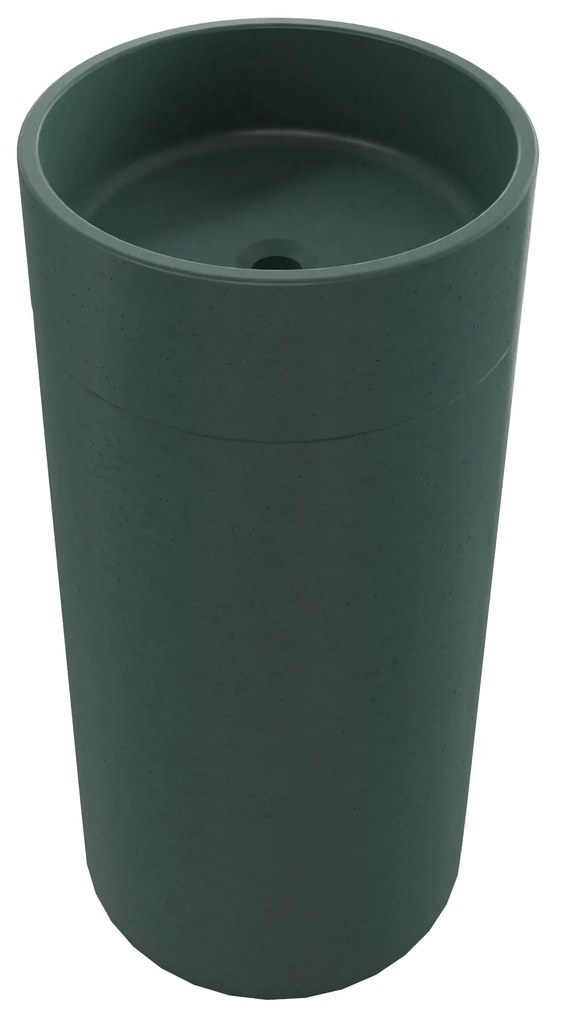 Umywalka betonowa wolostojąca bez otworu na baterię DELIS | Różne kolory : Kolor - Oliwkowy, Podłączenie syfonu - Do ściany