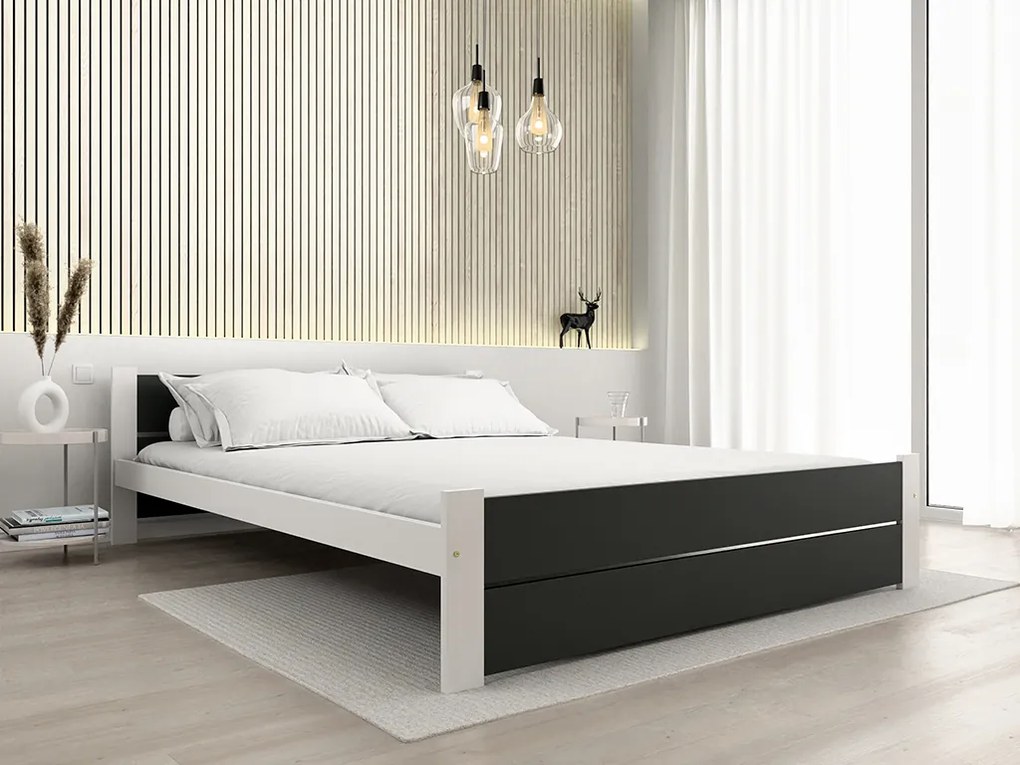 Łóżko IKAROS DOUBLE 140 x 200 cm, antracyt/biały Stelaż: Ze stelażem listwowym rolowanym elastycznym, Materac: Materac Coco Maxi 20 cm