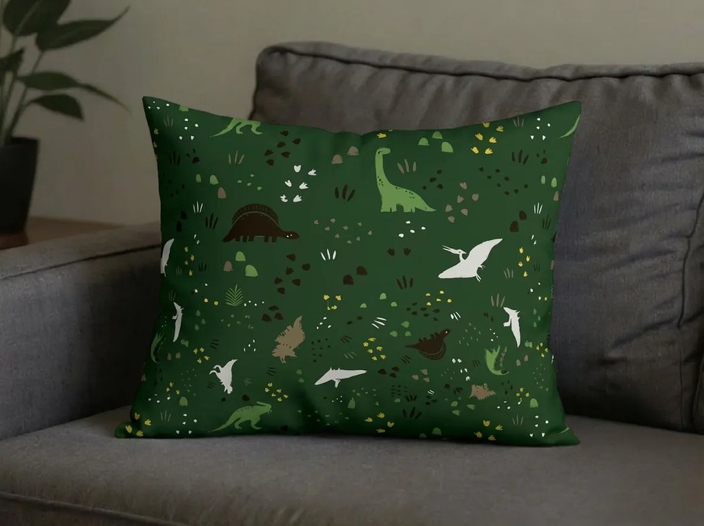 Zestaw 2 szt. dekoracyjnych poszewek na poduszkę DINO STEPS 40x60 cm, ciemnozielony