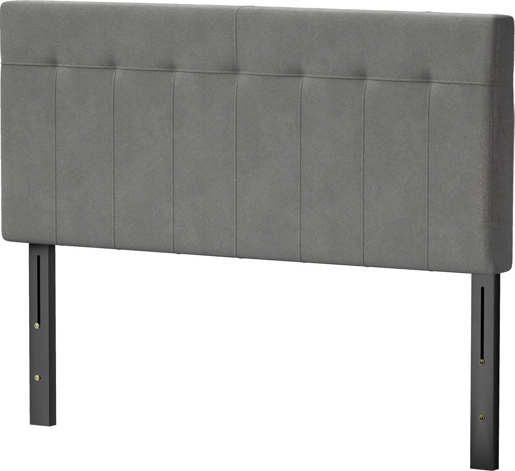 HOMCOM Zagłówek regulacja 3-stopniowa z metalowymi nogami aksamitny styl do sypialni 140x10x106/116/126 cm Szary | Aosom PL