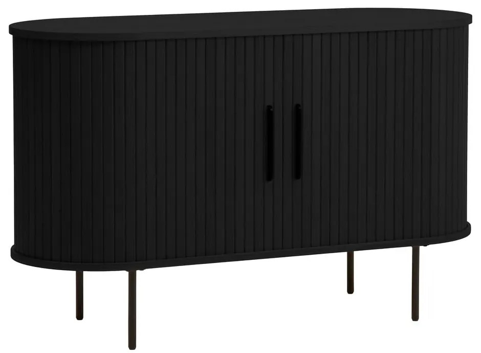 Czarna komoda w dekorze dębu z drzwiami przesuwnymi 120x76x45 cm Nola – Unique Furniture