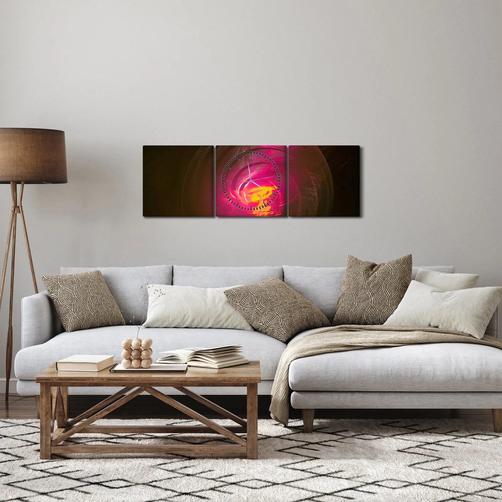 Obraz - abstrakcja spiralna (z zegarem) (90x30 cm)