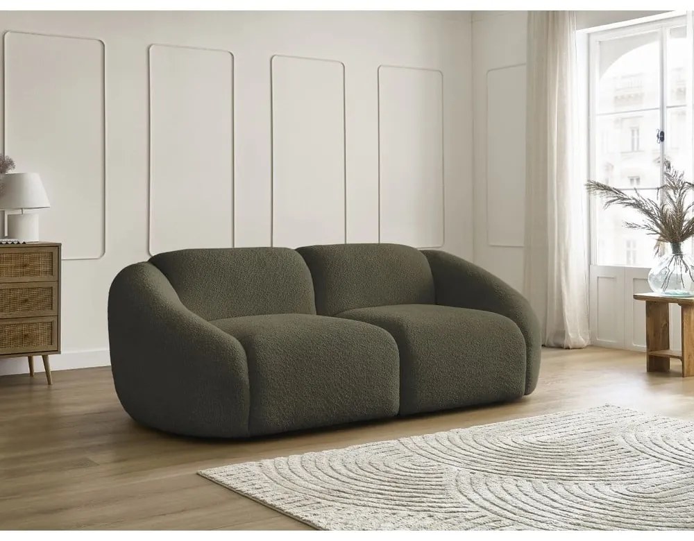 Zielona sofa z materiału bouclé 230 cm Tina – Bobochic Paris