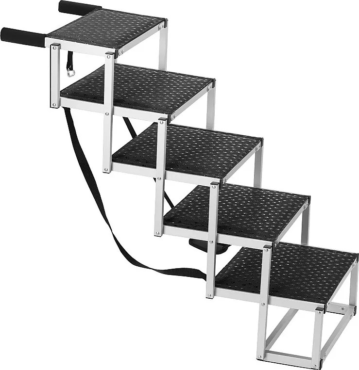 Schody dla Psa, SucceBuy Schody dla Psa do Samochodu 5 Stopni Składane 68 kg Aluminium